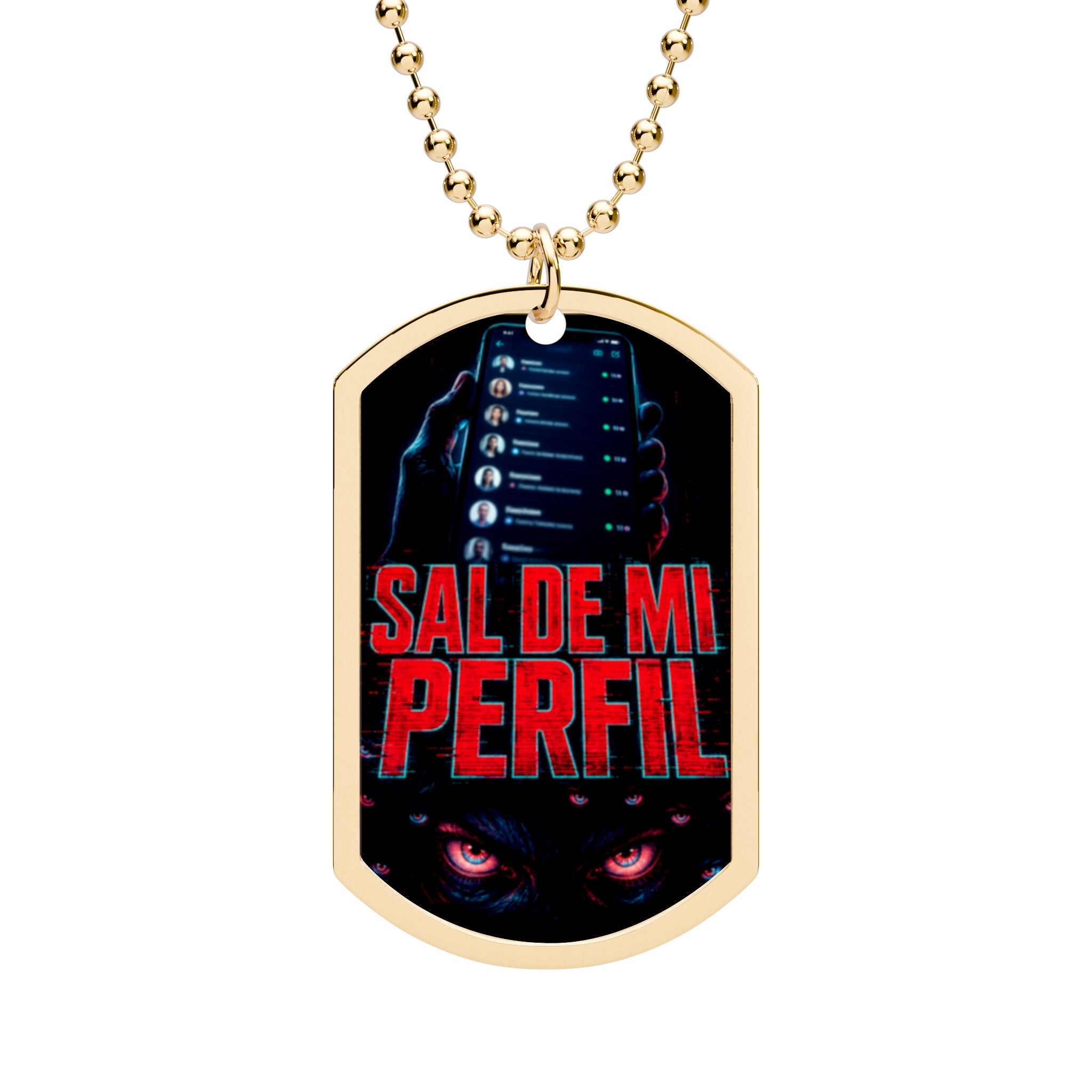 Dog Tag Necklace — “Sal de Mi Perfil” Spanish Statement Pendant for Music & Nightlife Fans - Sal de Mi Perfil