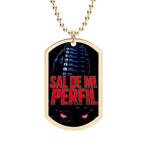 Dog Tag Necklace — “Sal de Mi Perfil” Spanish Statement Pendant for Music & Nightlife Fans - Sal de Mi Perfil