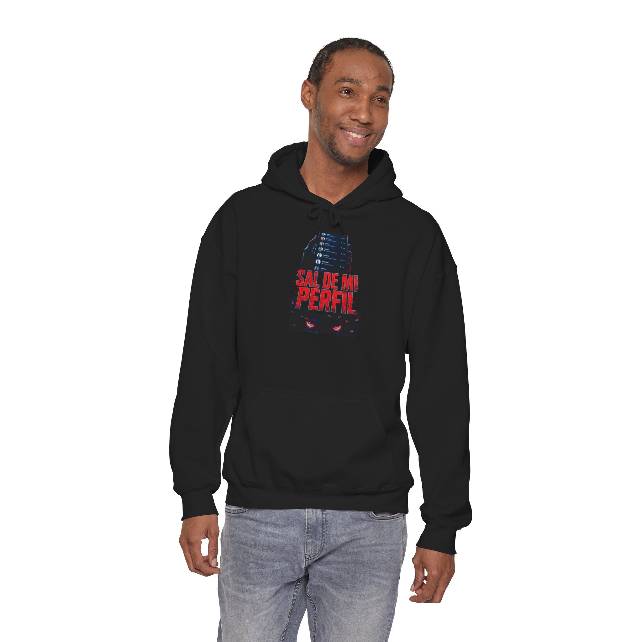 Hoodie — 'Sal de mi Perfil' Dark Horror Mask Graphic Pullover - Sal de Mi Perfil
