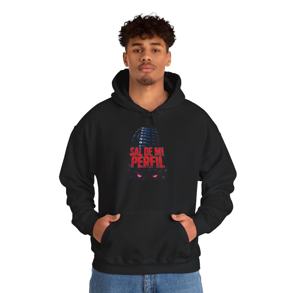 Hoodie — 'Sal de mi Perfil' Dark Horror Mask Graphic Pullover - Sal de Mi Perfil
