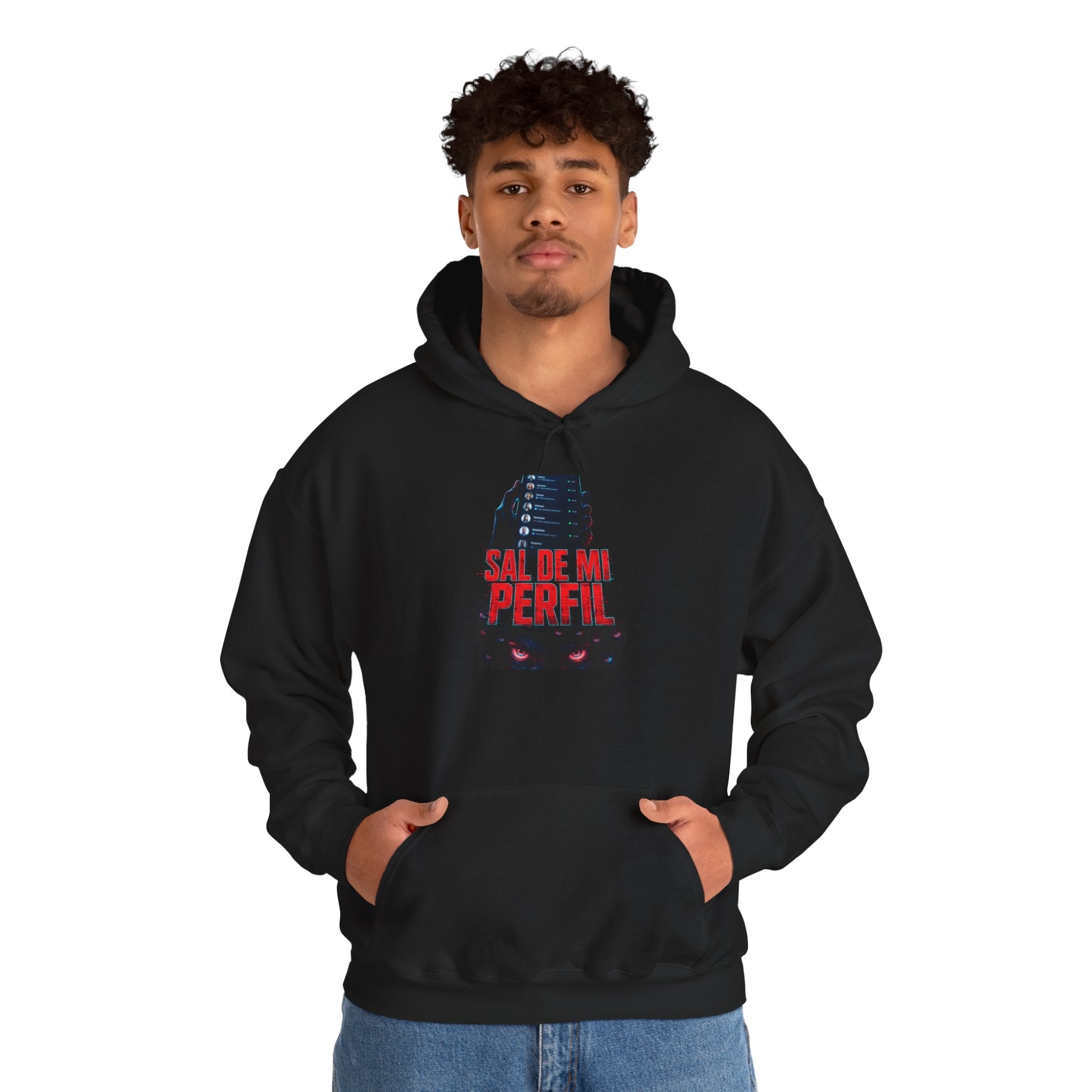 Hoodie — 'Sal de mi Perfil' Dark Horror Mask Graphic Pullover - Sal de Mi Perfil
