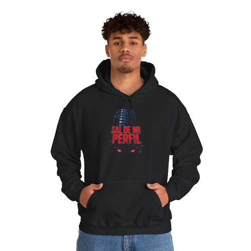 Hoodie — 'Sal de mi Perfil' Dark Horror Mask Graphic Pullover - Sal de Mi Perfil