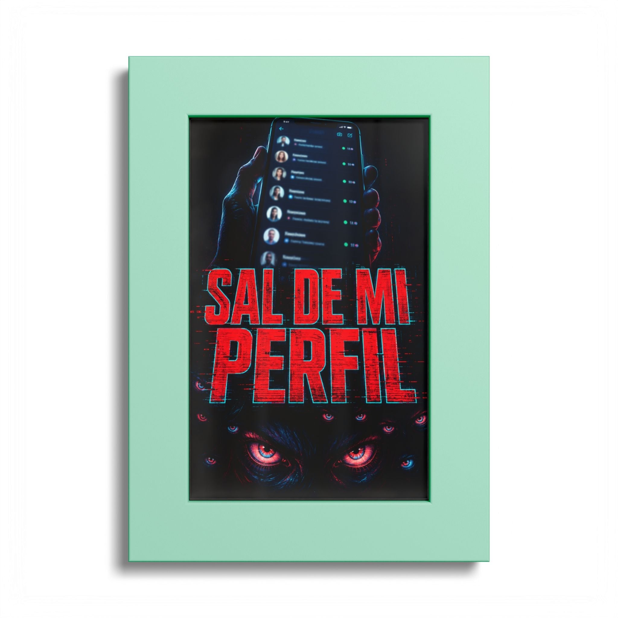 Sal de mi Perfil Poster — Spanish Horror Phone Screen Art (Colored Frame) - Sal de Mi Perfil