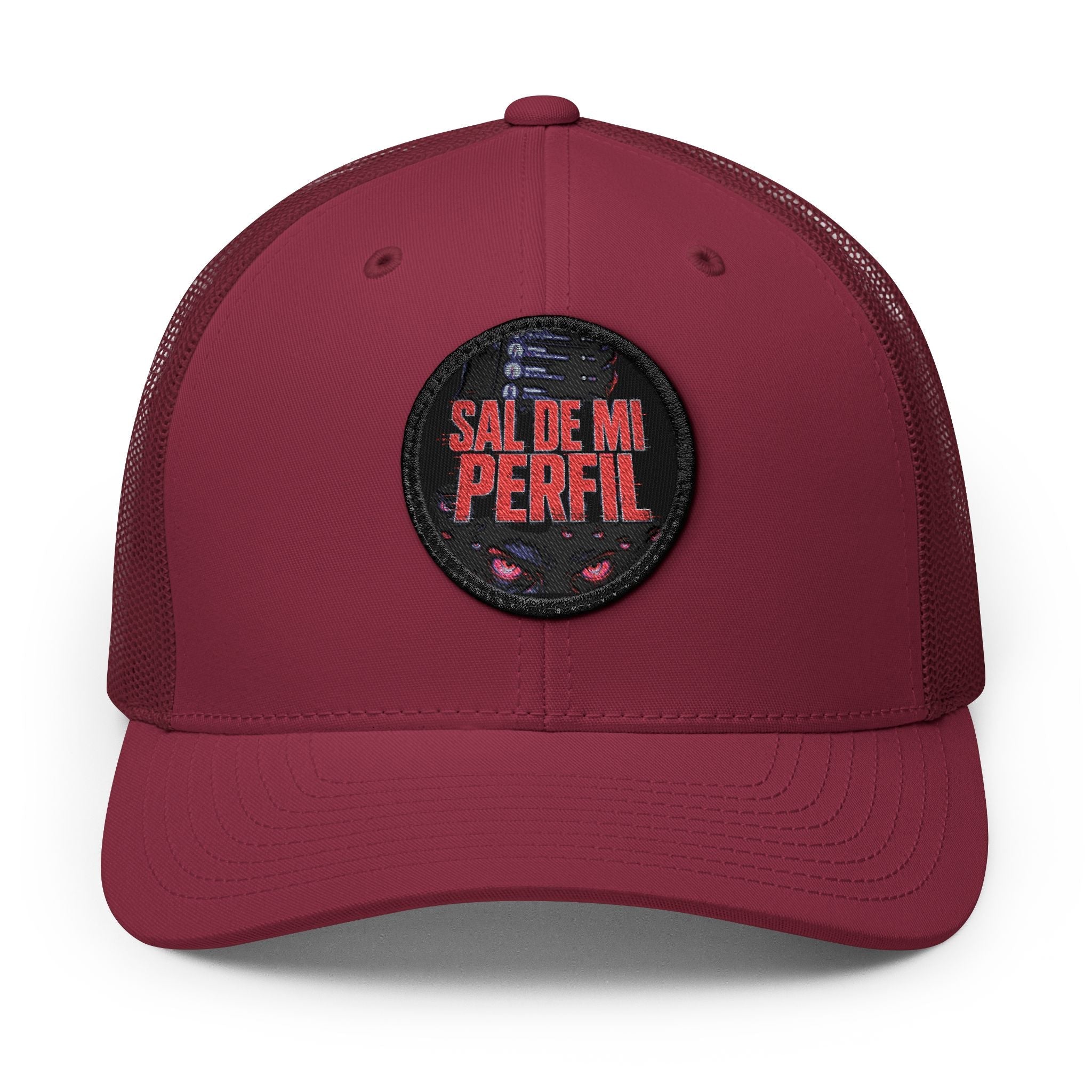Snapback Trucker Cap — Embroidered Patch “Salve Mi Perfil” Burgundy - Sal de Mi Perfil