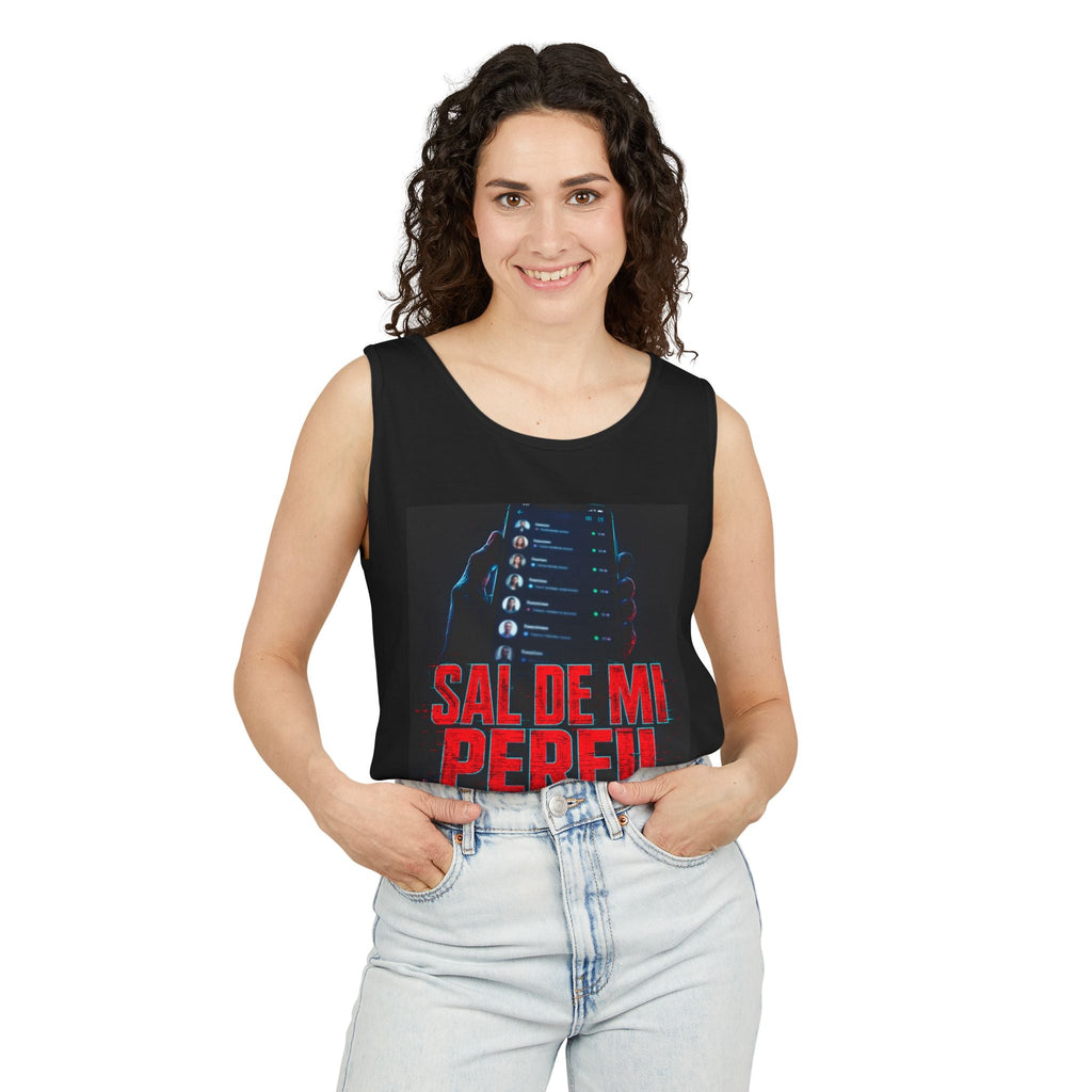 Tank Top — "Sal De Mi Perfil" Bold Graphic Social Media Statement Tank - Sal de Mi Perfil
