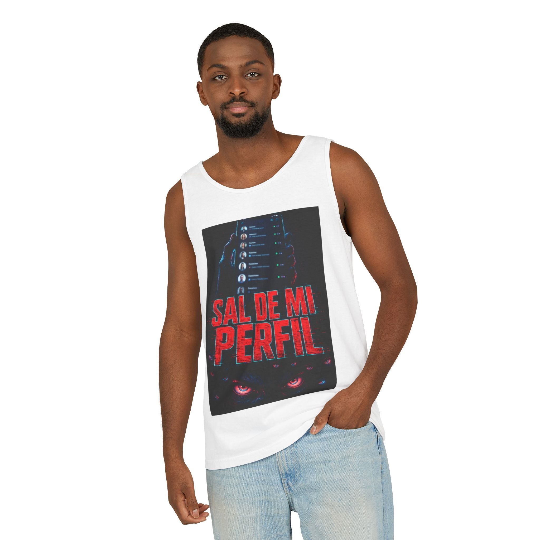 Tank Top — "Sal De Mi Perfil" Bold Graphic Social Media Statement Tank - Sal de Mi Perfil
