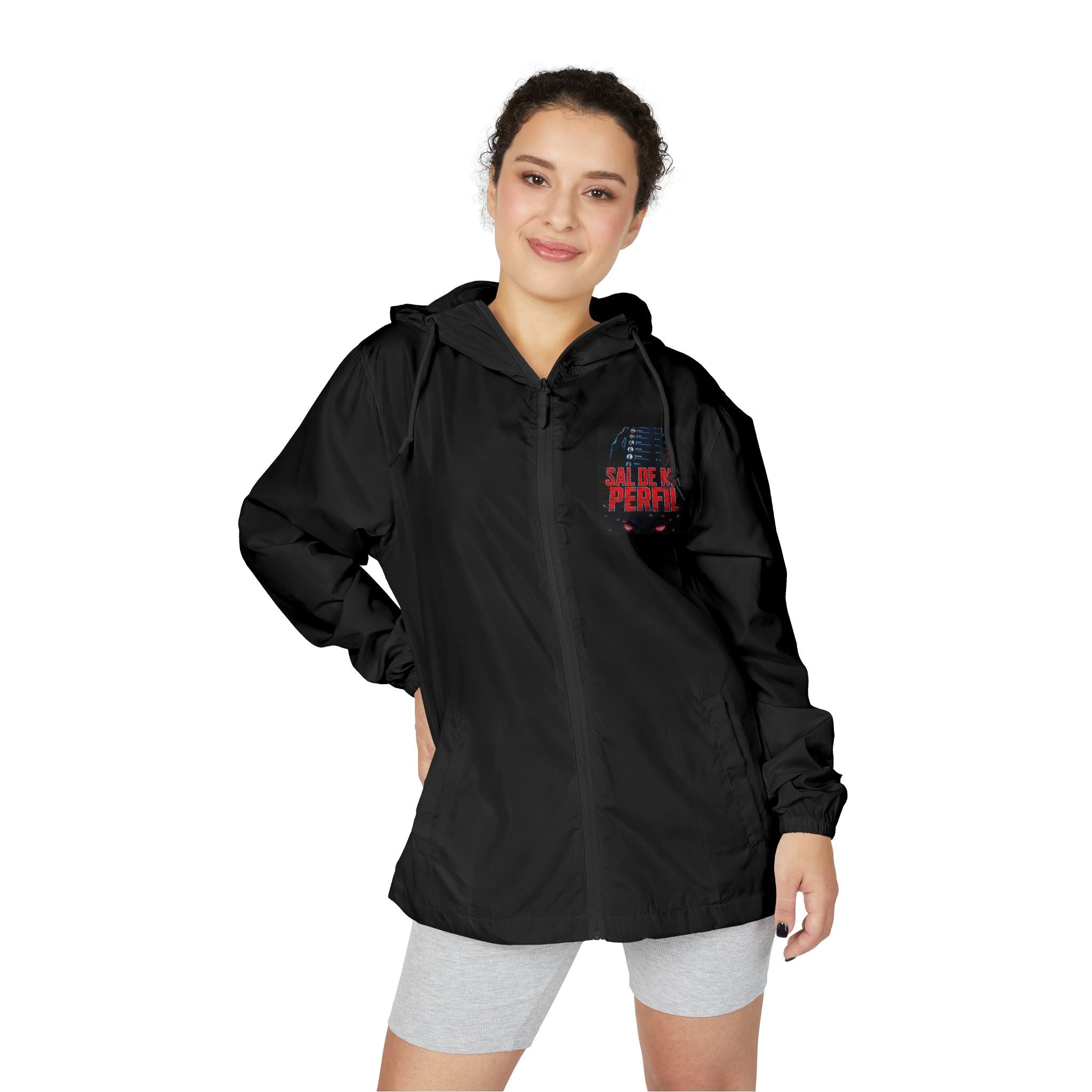 Windbreaker Jacket — 'Calm the Chaos' Retro Pixel Chest Graphic - Sal de Mi Perfil
