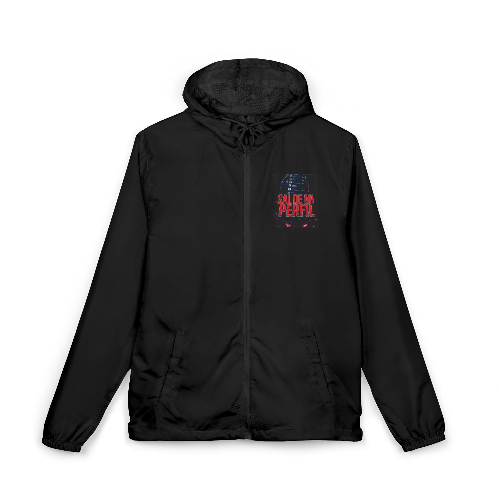 Windbreaker Jacket — 'Calm the Chaos' Retro Pixel Chest Graphic - Sal de Mi Perfil